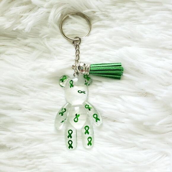 Green Awareness Ribbon Bear Keychain - Picture 8 of 9